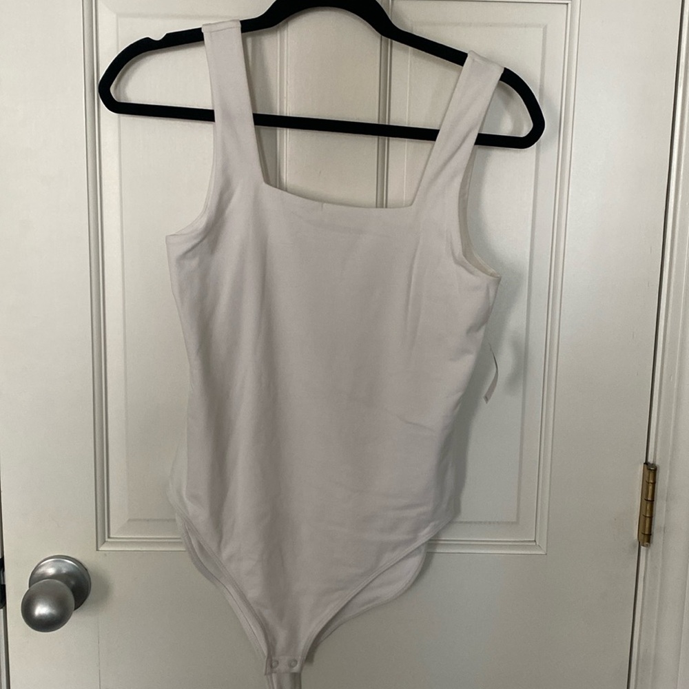 White Old Navy Square Neck Bodysuit